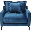 Fauteuil en velours bleu pétrole et acier