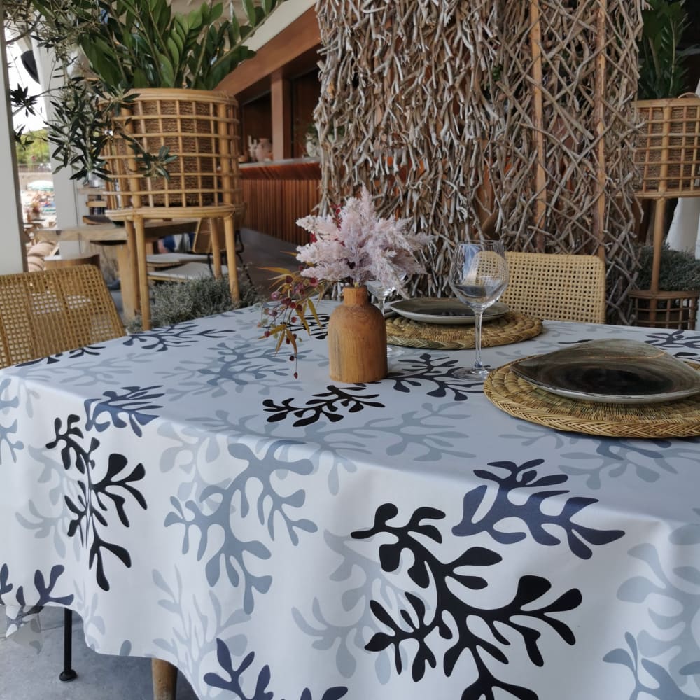 Nappe en coton enduit noire rectangle 160 x 300 cm