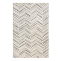 Tapis exterieur tissé plat motif chevrons vintage gris 133x200