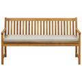 Banc de jardin en bois d'acacia 160 cm avec coussin taupe