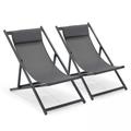 Lot de 2 transats en aluminium anthracite