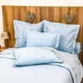 Parure housse de couette percale 200 fils en coton bleu 240x280 cm