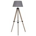 Lampadaire trépied bois abat-jour gris foncé H144cm