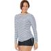 Plus Size Women's Chlorine Resistant Side-Tie Adjustable Long Sleeve Swim Tee by Swimsuits For All in Black Stripe (Size 18)