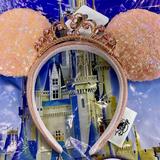 Disney Accessories | Disney Parks Coral Disney Princess Sequined Minnie Ear Headband | Color: Pink | Size: Os