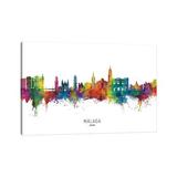 East Urban Home Malaga Spain Skyline City Name by Michael Tompsett - Wrapped Canvas Graphic Art Print Canvas | 8 H x 12 W x 0.75 D in | Wayfair