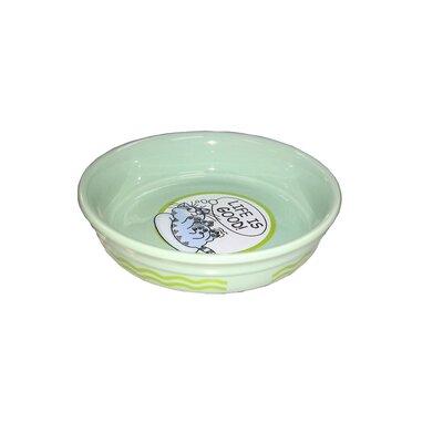 FixtureDisplays Ceramic Pet Feeder Puppy Bowl Porcelain/Stoneware (dishwasher safe)/Ceramic in Green, Size 1.42 H x 5.91 W x 5.71 D in | Wayfair
