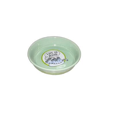 FixtureDisplays Ceramic Pet Feeder Puppy Bowl Porcelain/Stoneware (dishwasher safe)/Ceramic in Green, Size 1.42 H x 5.91 W x 5.71 D in | Wayfair