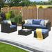 Bay Isle Home™ Grano 6 Piece Large-Sized Rattan Sectional Seating Group w/ Cushions Synthetic Wicker/All - Weather Wicker/Wicker/Rattan | Outdoor Furniture | Wayfair