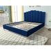 Everly Quinn Jochelle Upholstered Low Profile Platform Bed Velvet, Metal in Blue | 54 H x 77.5 W x 93 D in | Wayfair