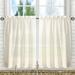 August Grove® Ellis Solid Color Tailored 56" Cafe Curtain Set of 2 Polyester/100% Cotton in White/Black | 36 H x 56 W x 1.5 D in | Wayfair