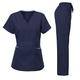 Dagacci Medical Uniform Women's Scrubs Set Stretch Ultra Soft Contrast Pocket - blue - Large