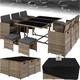 Tectake - Set da giardino in rattan Malaga, 6+4+1 con copertura protettiva - arredo giardino,