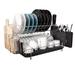 Prep & Savour Clayson Double Tier Dish Rack, w/ Drainboard Set & Utensil Holder in Gray | 8.85 H x 18.89 W x 13 D in | Wayfair