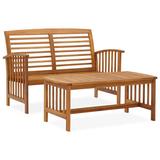 Red Barrel Studio® Patio Furniture Set 2 Piece Bench Seat w/ Table Solid Acacia Wood Wood/Natural Hardwoods in Brown/White | Wayfair