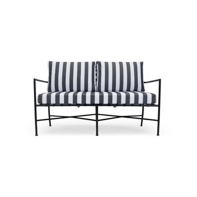 Outdoor 2-Sitzer Sofa BEL AIR - Outdoor 2-Sitzer Sofa, Stoff in Schwarz-Weiß & schwarzes Metall, B145