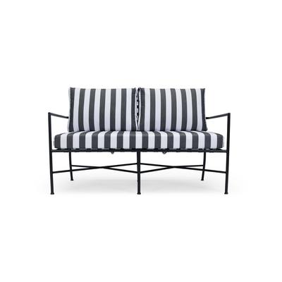 Outdoor 2-Sitzer Sofa BEL AIR - Outdoor 2-Sitzer Sofa, Stoff in Schwarz-Weiß & schwarzes Metall, B145 Image