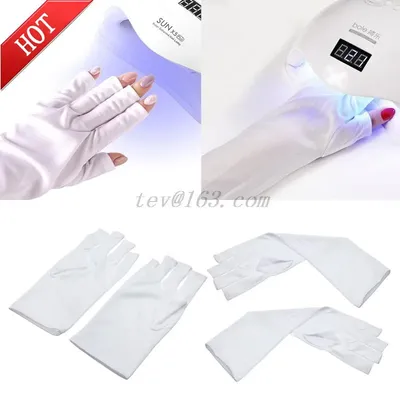 Gants blancs sans doigts pour femmes Protection UV mancherons bouclier pour mains LED