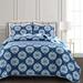 Willa Arlo™ Interiors Apollo Reversible Quilt Set Polyester/Polyfill/Microfiber in Blue/White/Navy | Full/Queen Quilt + 2 Standard Shams | Wayfair