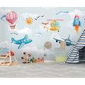 GK Wall Design Cartoon Aircraft Pink Hot Air Balloon Removable Textured Wallpaper Non-Woven in White | 75" W x 49" L | Wayfair GKWP000369W75H49