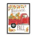 Stupell Industries Welcome Fall Phrase Autumn Red Truck Dog by Deb Strain - Graphic Art Print Wood in Brown | 30 H x 24 W x 1.5 D in | Wayfair