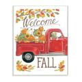 Stupell Industries Welcome Fall Phrase Autumn Red Truck Dog by Deb Strain - Graphic Art Print Wood in Brown | 15 H x 10 W x 0.5 D in | Wayfair