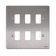 Schneider Electric Ultimate Flat Plate - 6 Gang Grid Faceplate, with Mounting Frame, GUG06GSS, Stainless Steel