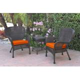 Windsor Espresso Wicker Chair And End Table Set With Orange Chair Cushion- Jeco Wholesale W00215_2-CES016