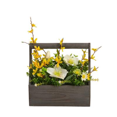 Floral Arrangement With Wooden Pot- Jeco Wholesale...