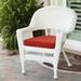 White Wicker Chair With Brick Red Cushion- Jeco Wholesale W00206-C-FS018
