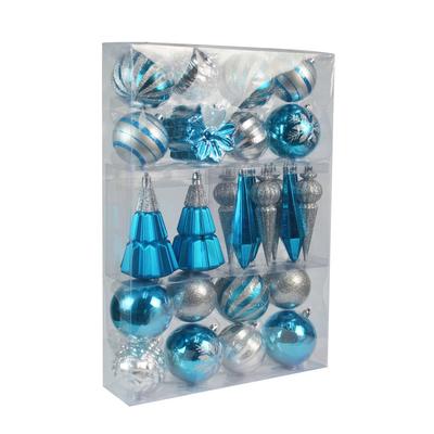 27Pk Christmas Ornament-Blue And Silver- Jeco Whol...