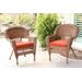 Honey Wicker Chair With Brick Red Cushion - Set Of 4- Jeco Wholesale W00205_4-C-FS018-CS