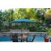 6.5' X 10' Aluminum Patio Market Umbrella Tilt With Crank - Turquoise Fabric/Champagne Pole- Jeco Wholesale UBP62-UBF66