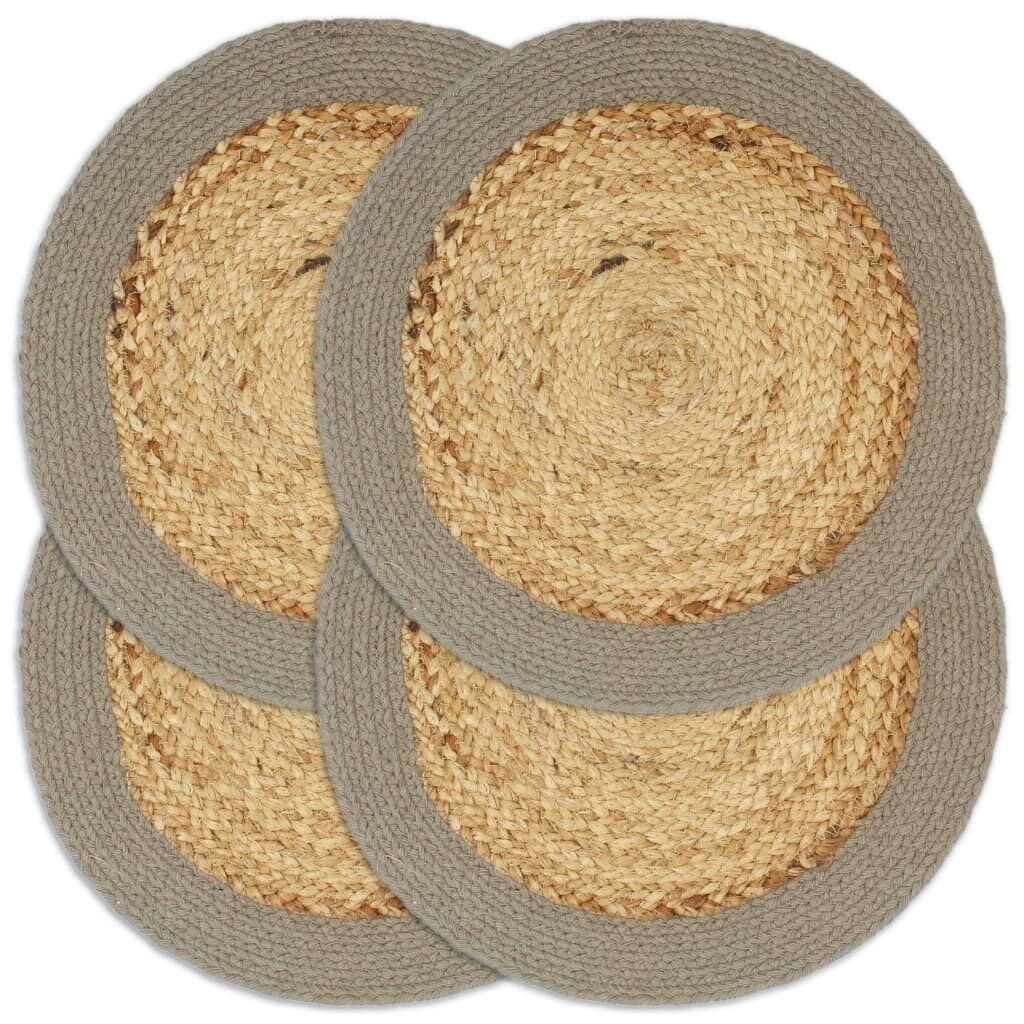 vidaXL Tischsets 4 Stk. Natur und Grau 38 cm Jute und Baumwolle Image