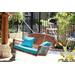 Honey Resin Wicker Porch Swing With Sky Blue Cushion- Jeco Wholesale W00205S-C-FS027