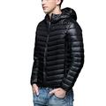 GELing Men's Hooded Down Jacket Lightweight Warm Padded Quilted Puffa Coat Black M