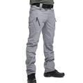 Panegy Men's Fashionable Waterproof Cargo Trousers Combat Work Trousers with Multi-Pockets Grey L 34