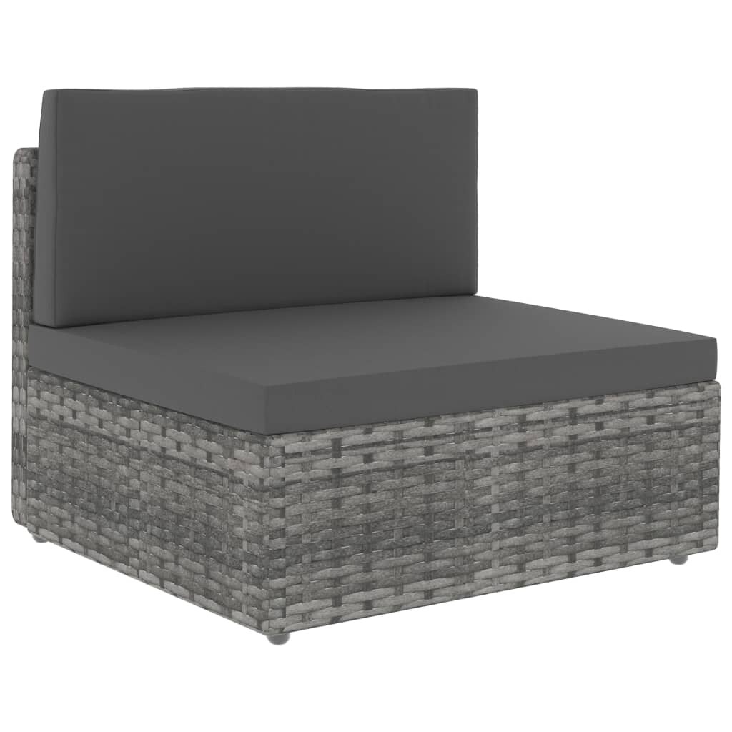 vidaXL Modulares Mittelsofa Poly Rattan Grau Image