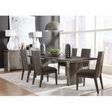 Wade Logan® Beaconsdale 6 - Person Extendable Solid Oak Dining Set Wood/Upholstered/Metal in Brown/Gray | 30 H in | Wayfair