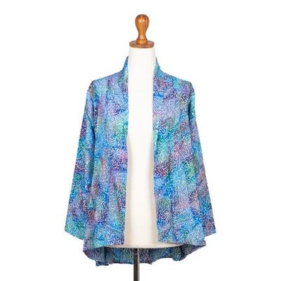 Rainbow Seaweed,'Hand Stamped Rayon Kimono Jacket'