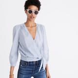 Madewell Tops | Madewell Indigo Strip Summer Wrap Top | Color: Blue/White | Size: Xxs