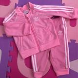 Adidas Matching Sets | Baby Pink And White Adidas Track Suit | Color: Pink/White | Size: 6-9mb