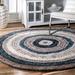 Black/Blue 0.91 in Area Rug - Langley Street® City Striped Shag Tufted Performance Brown/Teal/Blue Rug | 0.91 D in | Wayfair