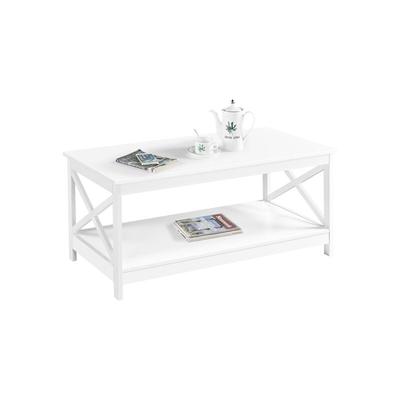 Couchtisch, Sofatisch 2 Etagen X-Form Beistelltisch Kaffeetisch für Wohnzimmer Balkon Flur, Weiß Image