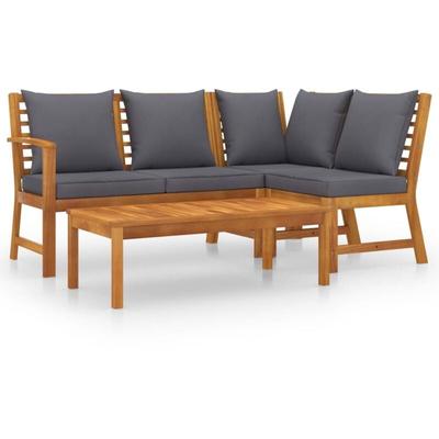4-tlg. Garten-Lounge-Set mit Auflagen Massivholz Akazie Vidaxl Image
