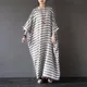 Robe longue rayée en coton et lin pour femmes style boho caftan musulman grande taille 4XL 5XL