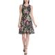 Tommy Hilfiger Womens Black Embroidered Floral Sleeveless Jewel Neck Above The Knee Fit + Flare Dress UK Size:14