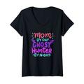 Damen Mom By Day - Ghost Hunter By Night Geisterjagd Halloween T-Shirt mit V-Ausschnitt