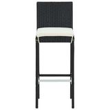 Red Barrel Studio® Outdoor Bar Stool Seat w/ Cushions Island Stool for Pub Kitchen Poly Rattan in Black/White | 42.5 H x 15.7 W x 17.32 D in | Wayfair