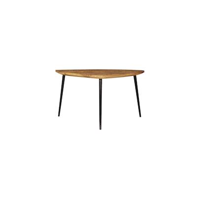 SIT Möbel Couchtisch 80 x 80 cm | dreieckig | Platte 25 mm Mango-Holz natur | Metallgestell schwarz | B 80 x T 80 x H 47